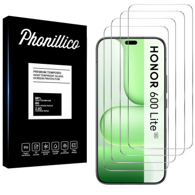 PHONILLICO Verre Tremp&eacute; pour Honor 600 Lite 5G [Pack 4] Film Vitre Protection Ecran