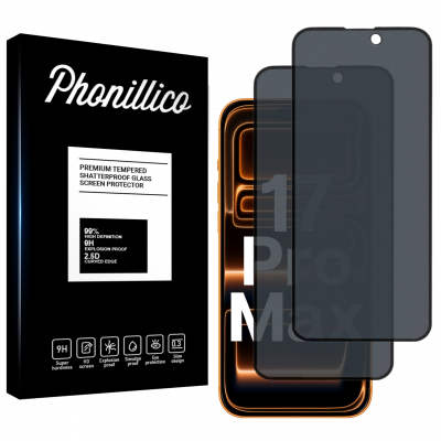 PHONILLICO Verre Tremp&eacute; pour iPhone 17 PRO MAX [Pack 2] Film Noir Anti Espion Vitre Protection Ecran