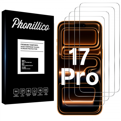 PHONILLICO Verre Tremp&eacute; pour iPhone 17 PRO [Pack 4] Film Vitre Protection Ecran
