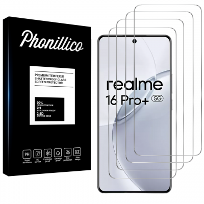 PHONILLICO Verre Tremp&eacute; pour Realme 16 Pro Plus 5G [Pack 4] Film Vitre Protection Ecran