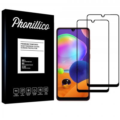 PHONILLICO Verre Trempe pour Samsung Galaxy A31 [Pack 2] Film Transparent Bord Noir Vitre Protection Ecran 