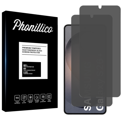 PHONILLICO Verre Tremp&eacute; pour Samsung Galaxy S26 PLUS [Pack 2] Film Noir Anti Espion Vitre Protection Ecran