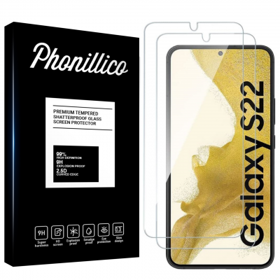 PHONILLICO Verre Tremp&eacute; pour Samsung S22 5G [Pack 2] Film Vitre Protection Ecran
