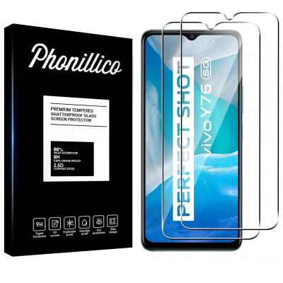 PHONILLICO Verre Tremp&eacute; pour Vivo Y76 5G [Pack 2] Film Vitre Protection Ecran
