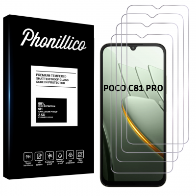 PHONILLICO Verre Tremp&eacute; pour Xiaomi Poco C81 Pro [Pack 4] Film Vitre Protection Ecran