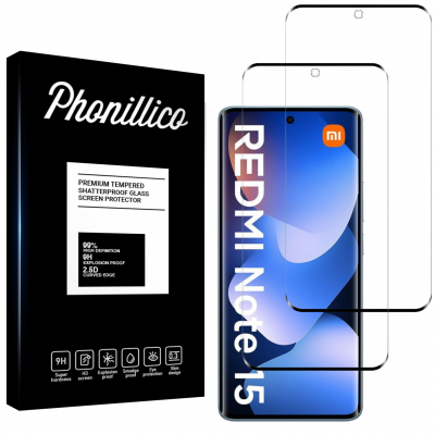 PHONILLICO Verre Tremp&eacute; pour Xiaomi Redmi Note 15 4G/5G [Pack 2] Film Vitre Protection Ecran