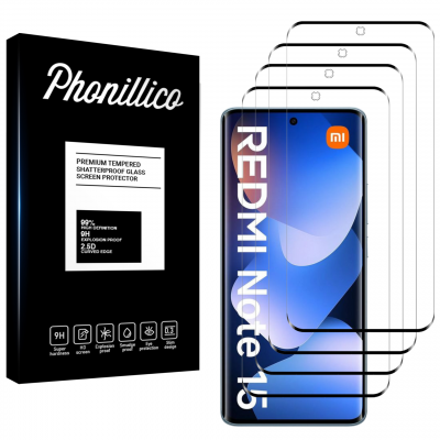 PHONILLICO Verre Tremp&eacute; pour Xiaomi Redmi Note 15 4G/5G [Pack 4] Film Vitre Protection Ecran