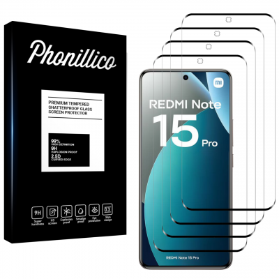 PHONILLICO Verre Tremp&eacute; pour Xiaomi Redmi Note 15 PRO 4G [Pack 4] Film Vitre Protection Ecran
