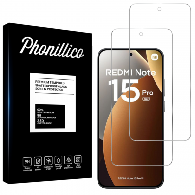 PHONILLICO Verre Tremp&eacute; pour Xiaomi Redmi Note 15 PRO 5G [Pack 2] Film Vitre Protection Ecran