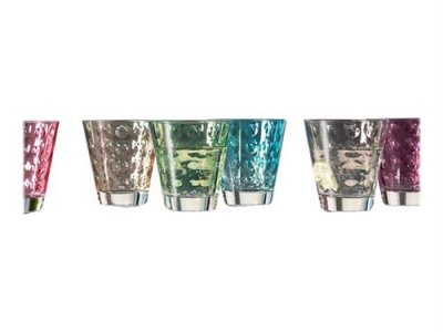 LEONARDO Verres &agrave;&nbsp; eau avec cercles en relief multicolore - Lot de 6 assortis OPTIC