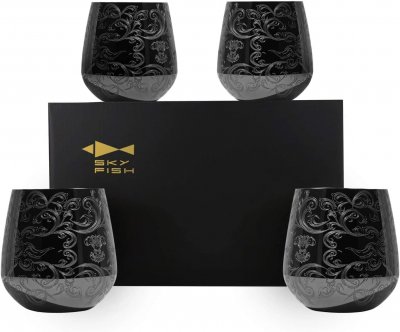 VENDOS85 Verres &agrave; Vin en Acier Inoxydable Style Baroque