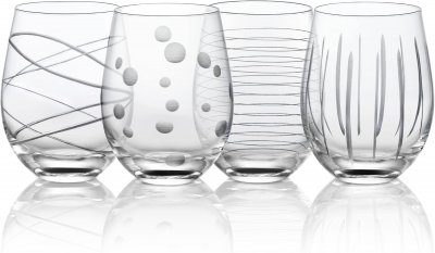 VENDOS85 Verres &agrave; Vin Sans Pied Grav&eacute;s - Lot de 4
