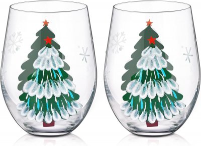 VENDOS85 Verres &Agrave; Vin Sans Pied Peints &Agrave; La Main 560 Ml