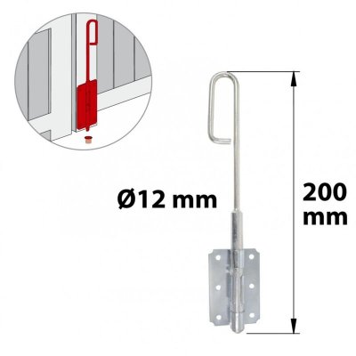 AFBAT Verrou ba&iuml;onnette Diam. 12 mm, acier zingu&eacute;, , L.200 mm