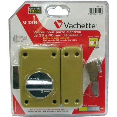 VACHETTE Verrou bouton / cylindre, 45 mm,  V5 67640/sc bronze