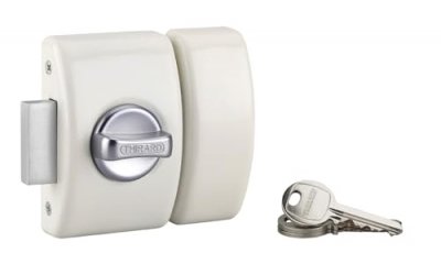 THIRARD Verrou de porte d'entr&eacute;e design 5 goup. 40 mm blanc 3 cl&eacute;s
