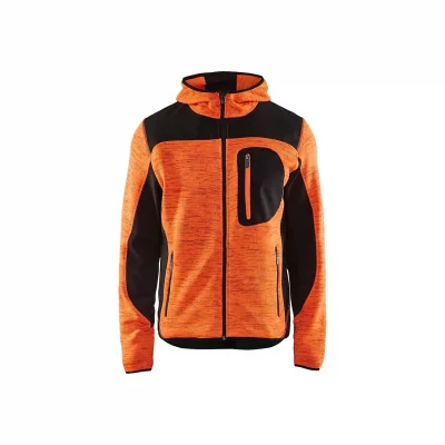BLAKLADER Veste De Travail Tricot&eacute;e &Agrave; Capuche Orange Fluorescent/noir Taille S