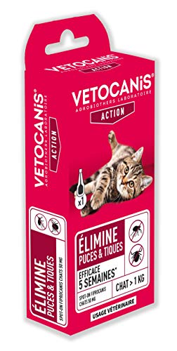 VETOCANIS  Pipette Spot on Fipronil, Anti puces et Anti-Tiques - Pour Chat
