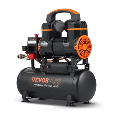 VEVOR  - Compresseur a Air Silencieux Sans Huile 8 l 900 w 3,7 m3/h a 6,2 bar 70 dB