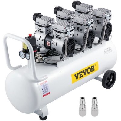 VEVOR  Compresseur d'Air Sans Huile Silencieux 2,2kW 100L avec Double Manom&egrave;tre