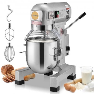 VEVOR  Robot P&acirc;tissier Commercial 10 L Batteur sur Socle &agrave; 3 Vitesses 550 W