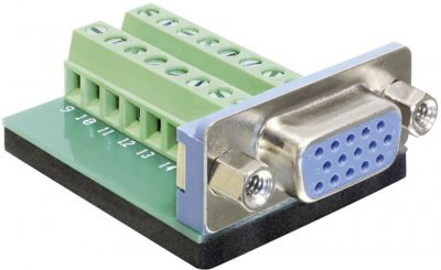 DELOCK VGA embase femelle, verticale 65170 Nombre de p&ocirc;les: 16 argent