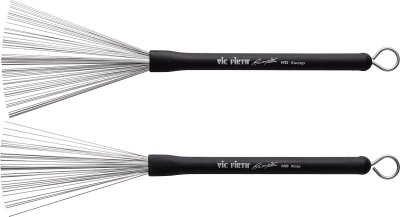 VIC FIRTH  Signature Balai &agrave; Poils M&eacute;talliques Escamotables, Russ Miller, Manche Noir