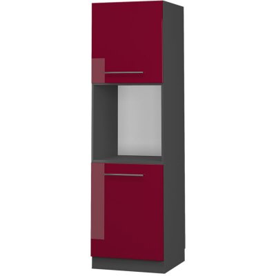 VICCO  meuble pour four, rouge bordeaux haute brillance, 60cm ouvert 