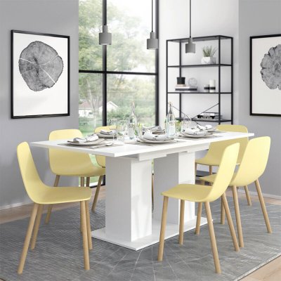 Vicco table de salle &agrave; manger, blanc, 90x140cm 