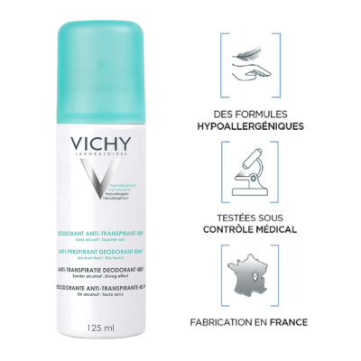 VICHY  D&eacute;odorant Anti-transpirant 48h, 2 flacons de 125ml