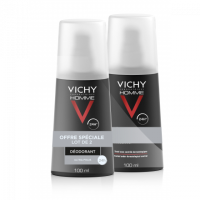 VICHY  HOMME - D&eacute;odorant 24h Ultra-Frais - Spray, 2x100ml