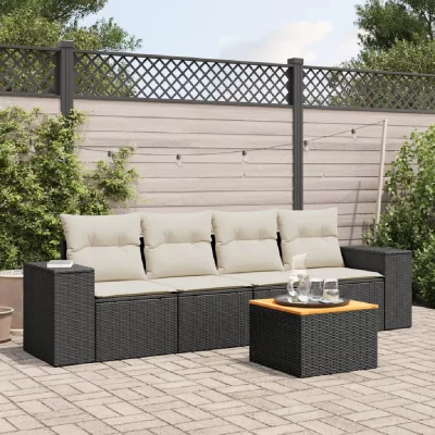 VIDAXL VIDA XL Salon de jardin 5 pcs - Noir