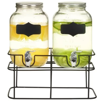 VIDAXL  - 2 pcs Distributeurs de boissons avec support 2 x 4 l Verre