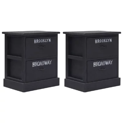 Vidaxl 2 pcs tables de chevet noir 38x28x45 cm bois de paulownia 284059