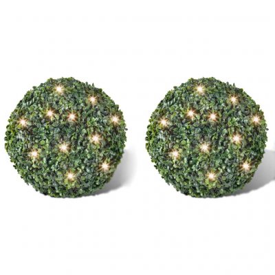 VIDAXL  2 pi&egrave;ce de boule 27 cm avec guirlande lumineuse solaire 24 led 270057