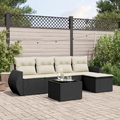 VIDAXL  6 pcs Salon de jardin avec coussins - Noir