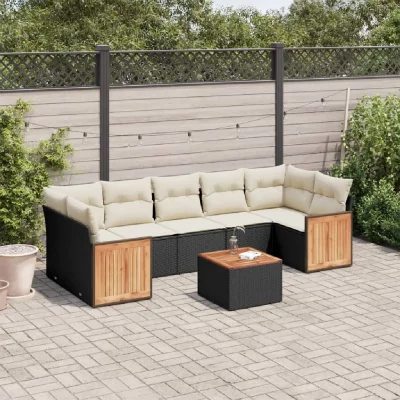 VIDAXL  8-delige Loungeset met kussens poly rattan zwart3227491 
