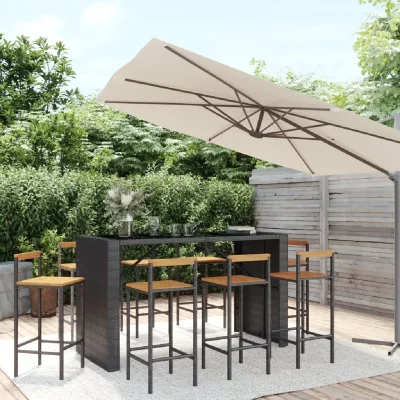 vidaXL 9-delige Tuinbarset poly rattan en massief acaciahout zwart3187704 