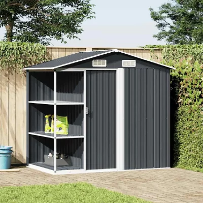 VIDAXL  abri de jardin avec &eacute;tag&egrave;re anthracite 205x130x183 cm fer 47106
