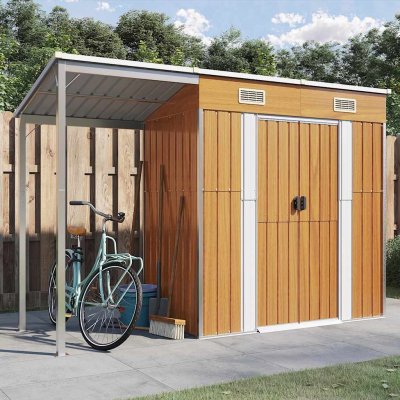 VIDAXL  Abri De Jardin Avec Toit Prolong&eacute; Marron Clair 277x110,5x181 Cm