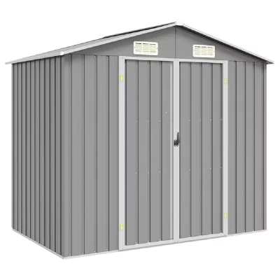 VIDAXL  abri de jardin gris 205x129x183 cm acier galvanis&eacute; 46298