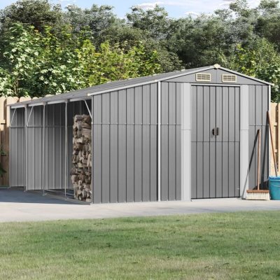 VIDAXL  Abri De Jardin Gris 277x365,5x179 Cm Acier Galvanis&eacute;