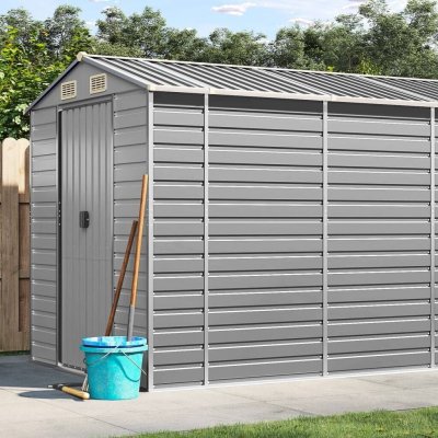 VIDAXL  abri de jardin gris clair 191x640x198 cm acier galvanis&eacute;