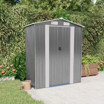 VIDAXL  abri de jardin gris clair 192x108x223 cm acier galvanis&eacute;