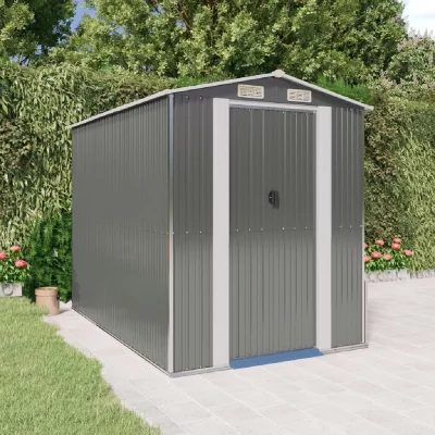 VIDAXL  abri de jardin gris clair 192x274x223 cm acier galvanis&eacute;