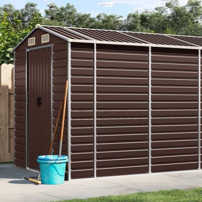 VIDAXL  abri de jardin marron 191x725x198 cm acier galvanis&eacute;