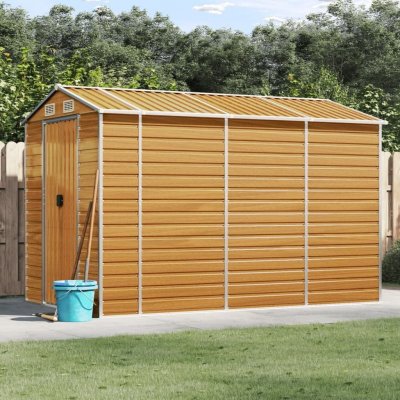 VIDAXL  Abri de jardin marron clair 191x300x198 cm acier galvanis&eacute; 3188277 