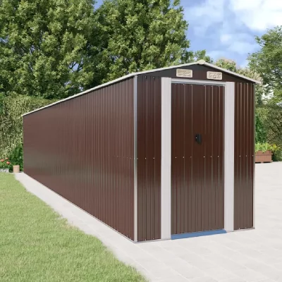 VIDAXL  - Abri de jardin Marron fonc&eacute; 192x1021x223 cm Acier galvanis&eacute;
