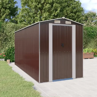 VIDAXL  - Abri de jardin Marron fonc&eacute; 192x440x223 cm Acier galvanis&eacute;