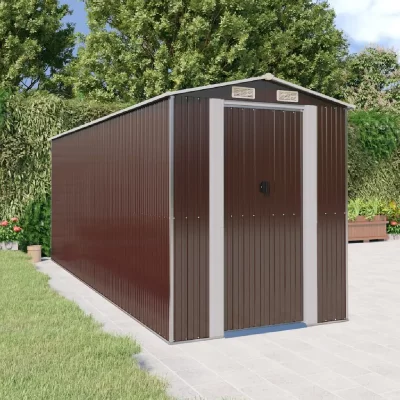 VIDAXL  - Abri de jardin Marron fonc&eacute; 192x523x223 cm Acier galvanis&eacute;